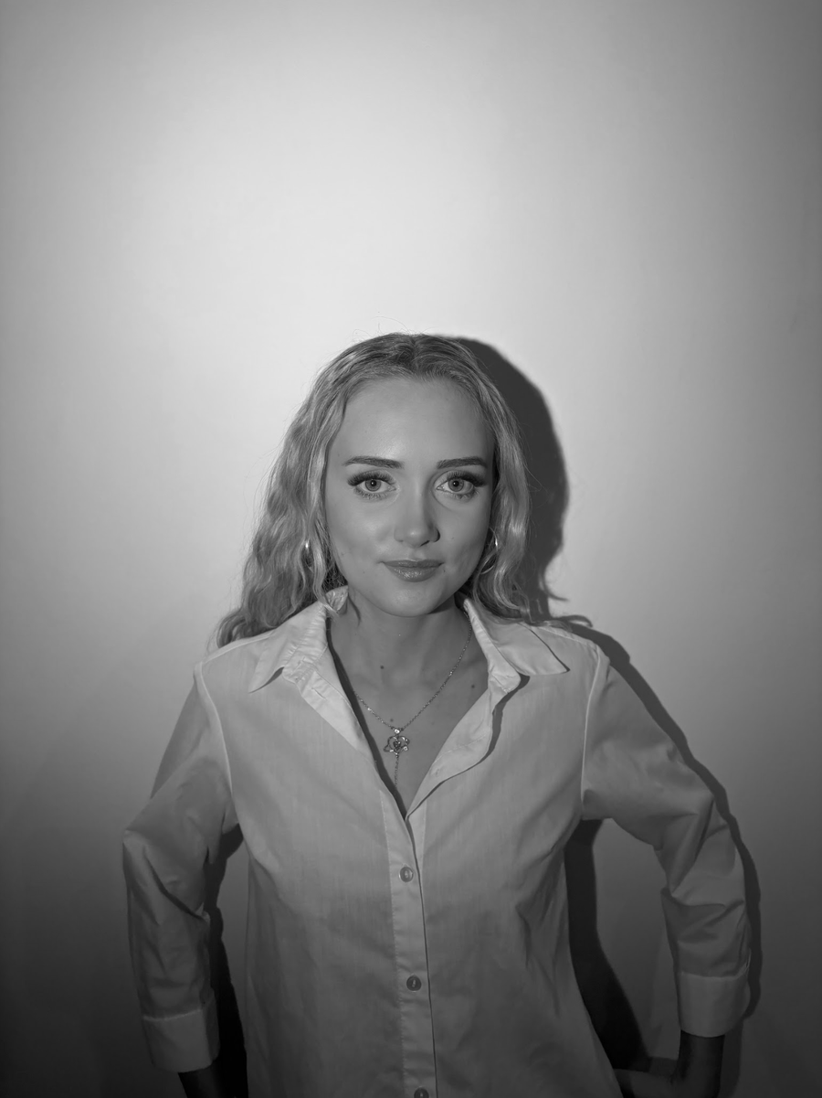 Black and white photo of Lucy Coomes