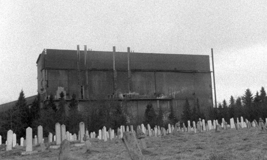 Image still from: The Prologue, 2026, in collaboration with Rhyw, S16mm film transferred to video, 11:27 minutes, black and white, stereo